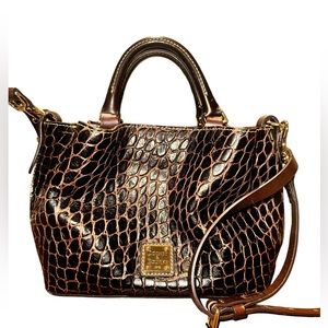 Dooney & Bourke Mini Barlow Croco Stamped Leather Top Handle Crossbody Bag Purse